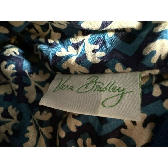 Vera Bradley Making Waves Blue Lagon Quilted Tote Bag Blue White Floral Pattern - Picture 6 of 7